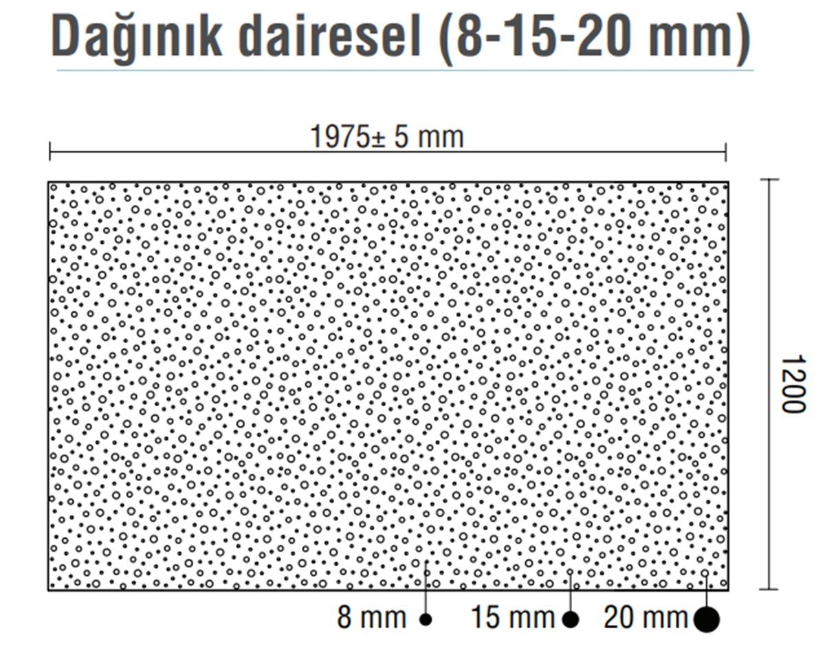 DALSAN AKUSTIK DAGINIK DAIRESEL 1.20X2M 8-15-20 MM DELIKLI