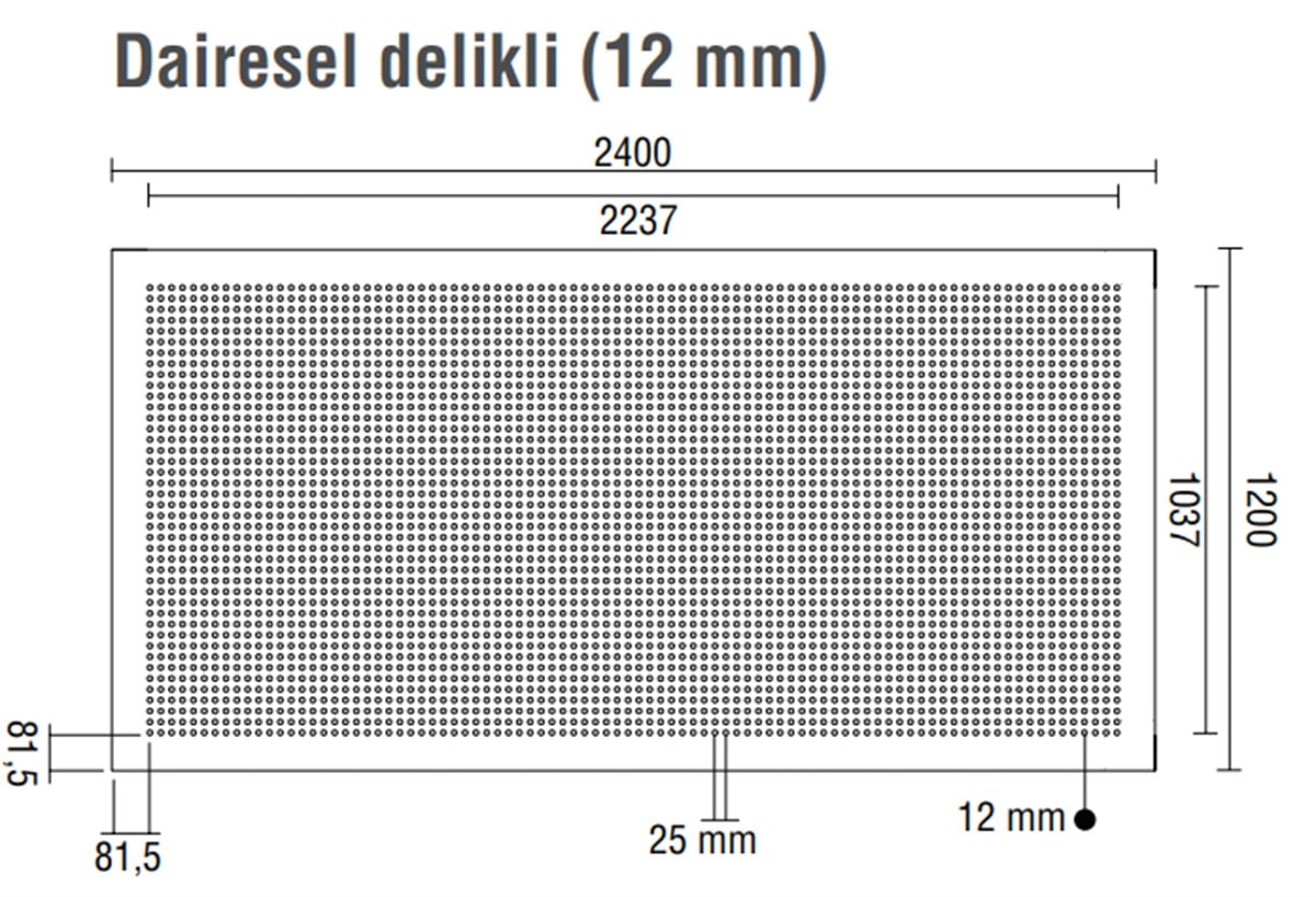 DALSAN AKUSTIK DAIRESEL 1.20X2.40M 12 MM DELIKLI