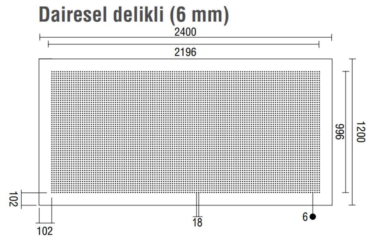 DALSAN AKUSTIK DAIRESEL 1.20X2.40M 6 MM DELIKLI