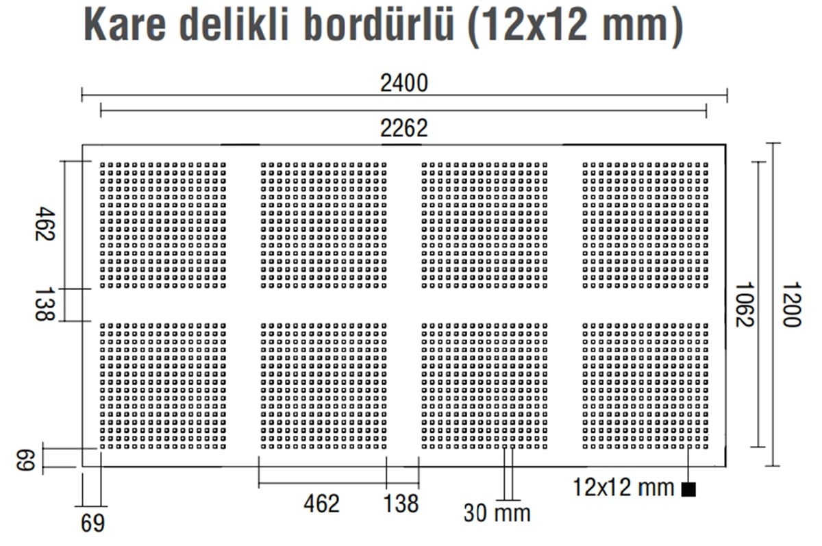 DALSAN AKUSTIK KARE BORDÜRLÜ 1.20X2.40M 12 MM DELIKLI