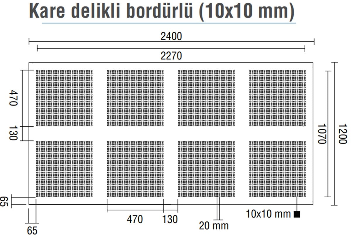 DALSAN AKUSTIK KARE BORDÜRLÜ 1.20X2.40M 10 MM DELIKLI