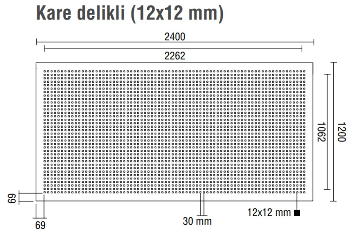 DALSAN AKUSTIK KARE-TAM LEVHA 1.20X2.40M 12 MM DELIKLI