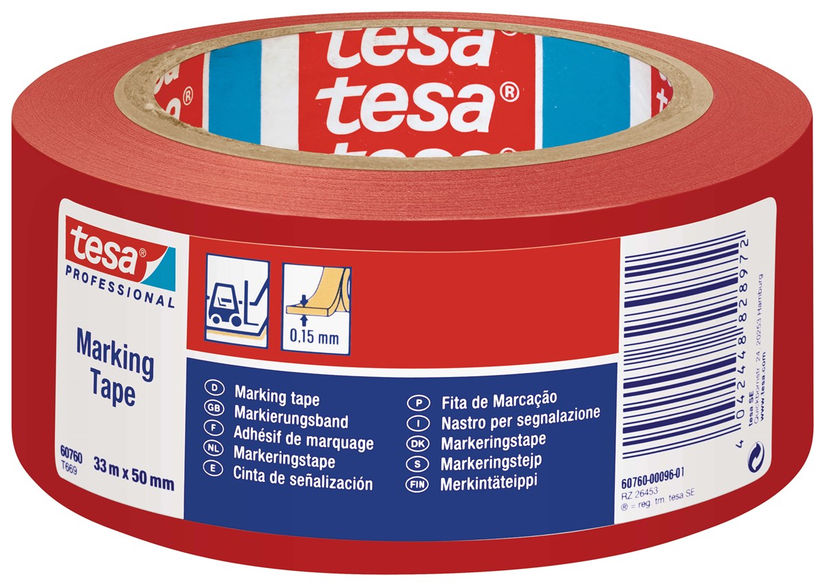 TESA 60760 YER ISARETLEME BANDI KIRMIZI 50MMX33M